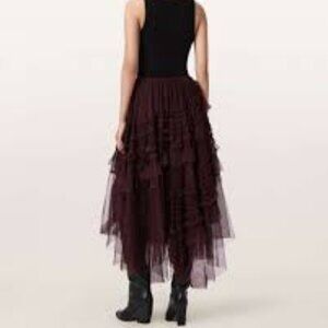 All Saints Jen Asymmetric Hem Tulle Skirt NWT